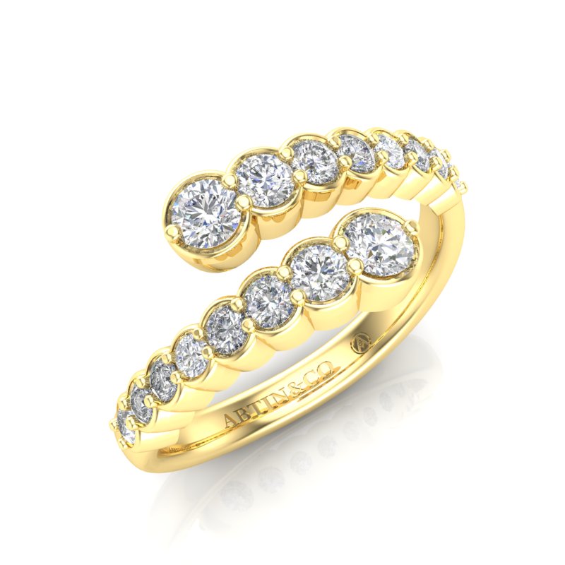 14K Gold Diamond Bezel Bypass Stacking Ring Band - Abtin & Company 