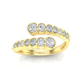 14K Gold Diamond Bezel Bypass Stacking Ring Band - Abtin & Company 