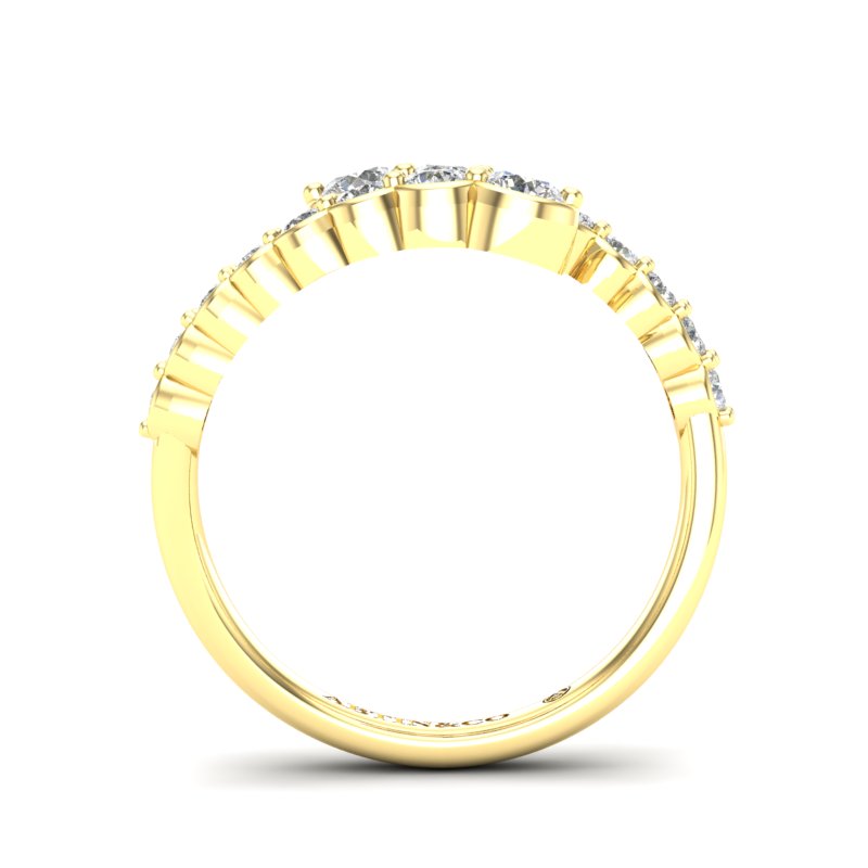 14K Gold Diamond Bezel Bypass Stacking Ring Band - Abtin & Company 