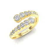14K Gold Diamond Bezel Bypass Stacking Ring Band - Abtin & Company 