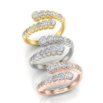 14K Gold Diamond Bezel Bypass Stacking Ring Band - Abtin & Company 