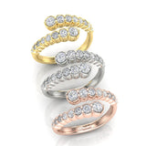 14K Gold Diamond Bezel Bypass Stacking Ring Band - Abtin & Company 