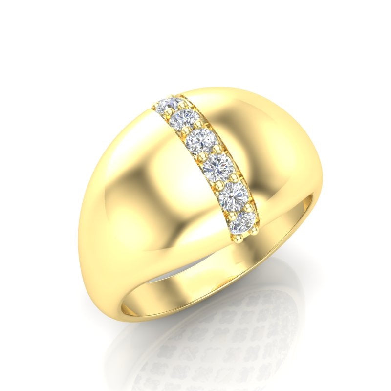 14K Yellow Gold Classic Dome Diamond Ring - Abtin & Company 