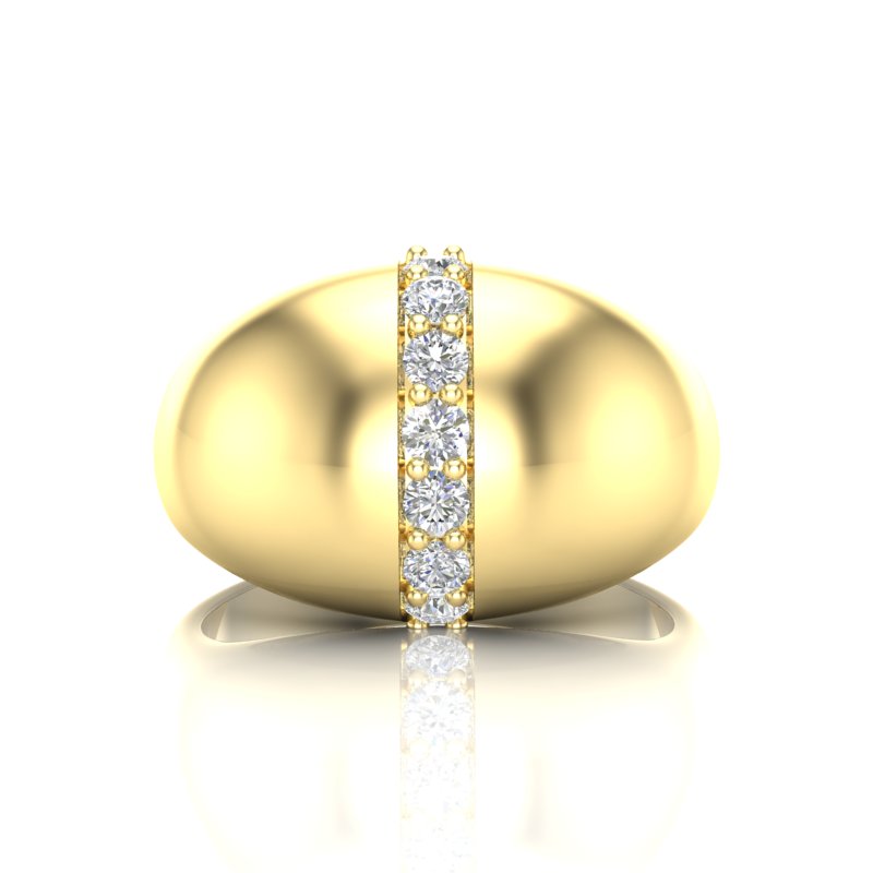 14K Yellow Gold Classic Dome Diamond Ring - Abtin & Company 