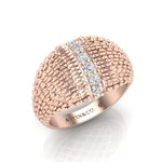 14K Gold Fancy Dome Diamond Ring Band - Abtin & Company 