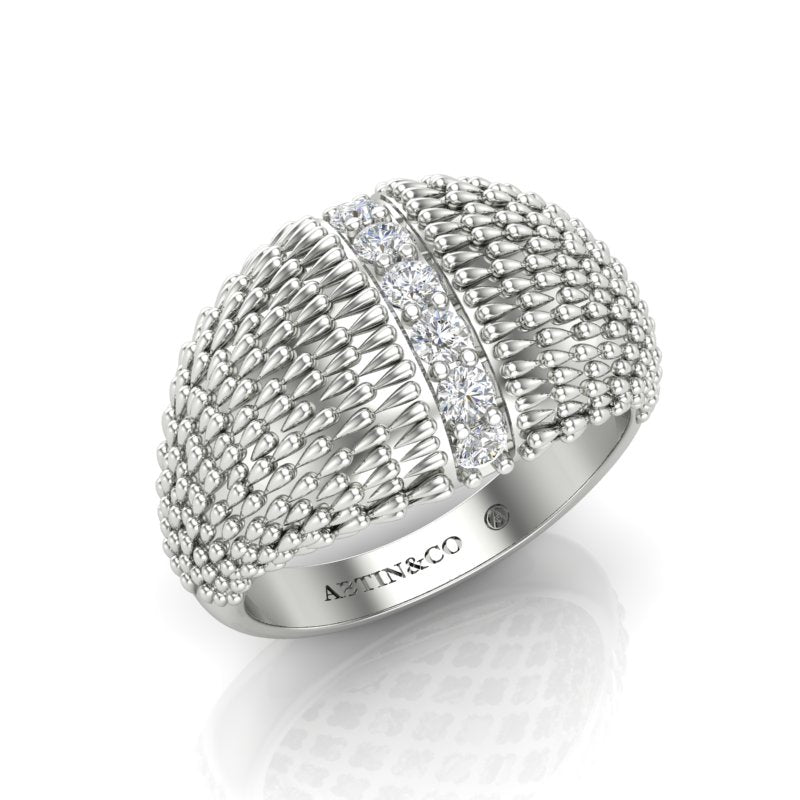 14K Gold Fancy Dome Diamond Ring Band - Abtin & Company 