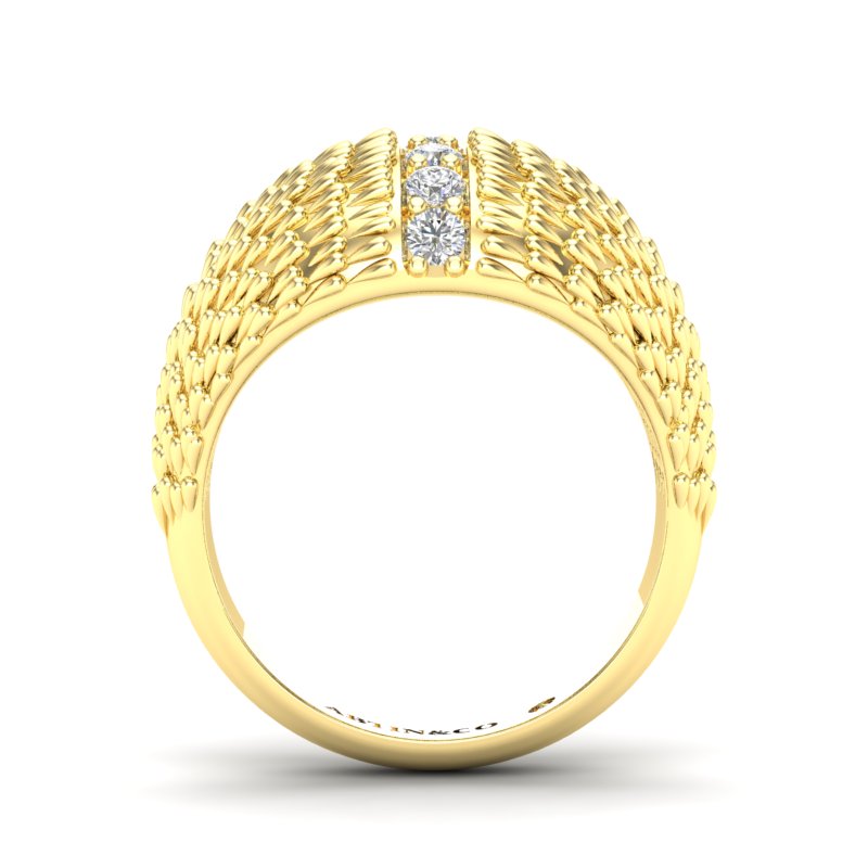 14K Gold Fancy Dome Diamond Ring Band - Abtin & Company 