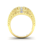 14K Gold Fancy Dome Diamond Ring Band - Abtin & Company 