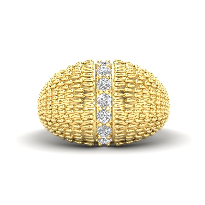 14K Gold Fancy Dome Diamond Ring Band - Abtin & Company 