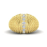 14K Gold Fancy Dome Diamond Ring Band - Abtin & Company 