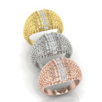 14K Gold Fancy Dome Diamond Ring Band - Abtin & Company 