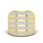 14K Gold Diamond Five Row Wide Dome Cluster Ring Band - Abtin & Company 
