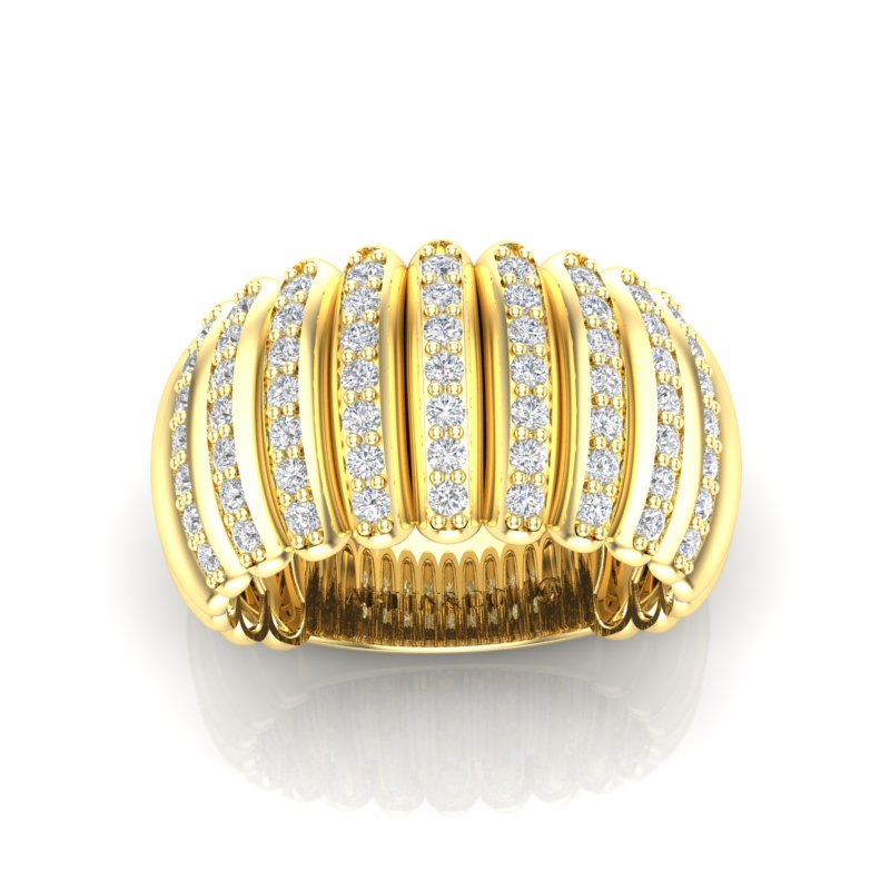 14K Gold Wide Diamond Dome Ring - Abtin & Company 