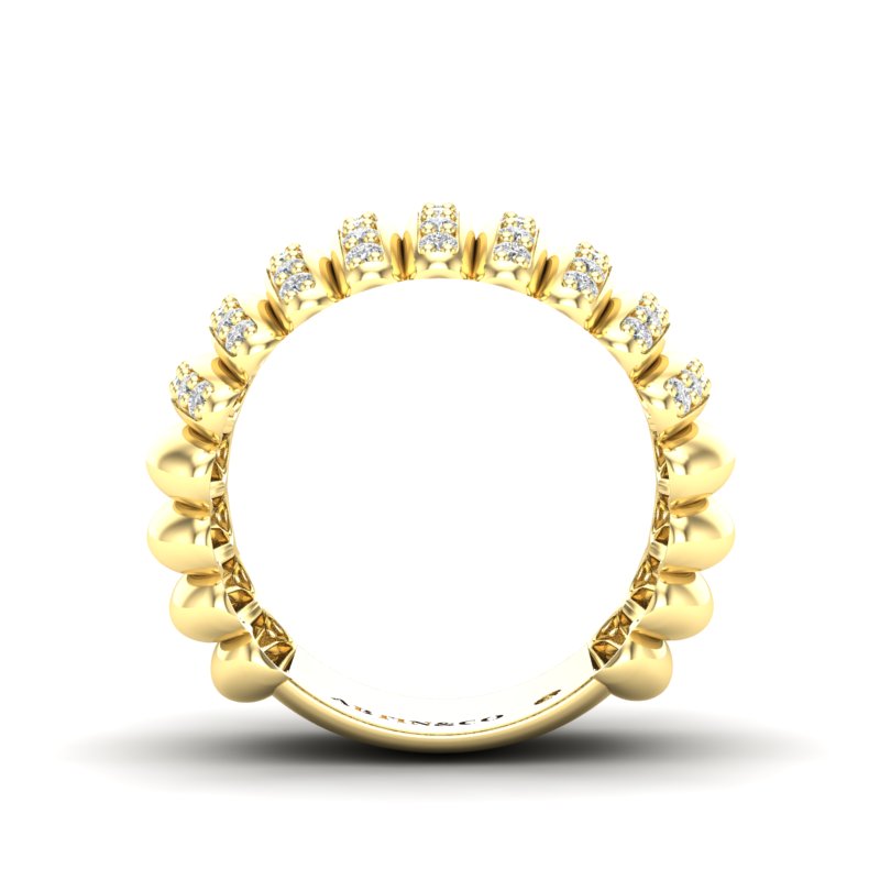 14K Gold Wide Diamond Dome Ring - Abtin & Company 