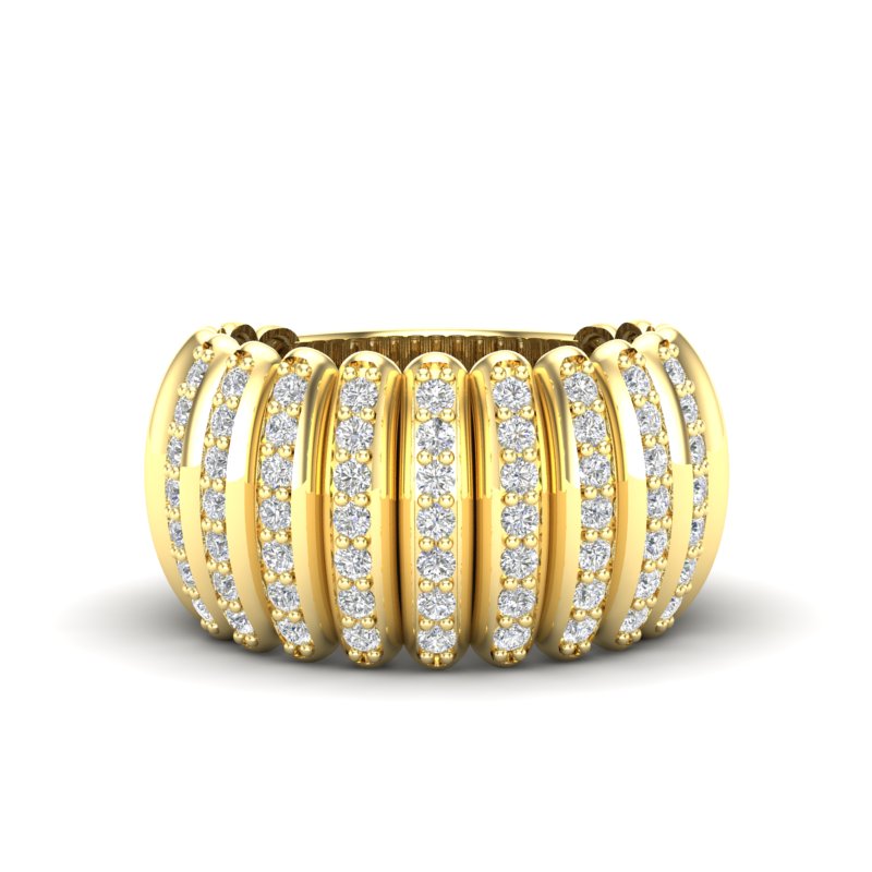 14K Gold Wide Diamond Dome Ring - Abtin & Company 