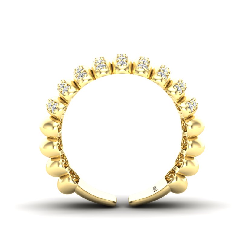 14K Gold Wide Diamond Dome Open Back Ring - Abtin & Company 