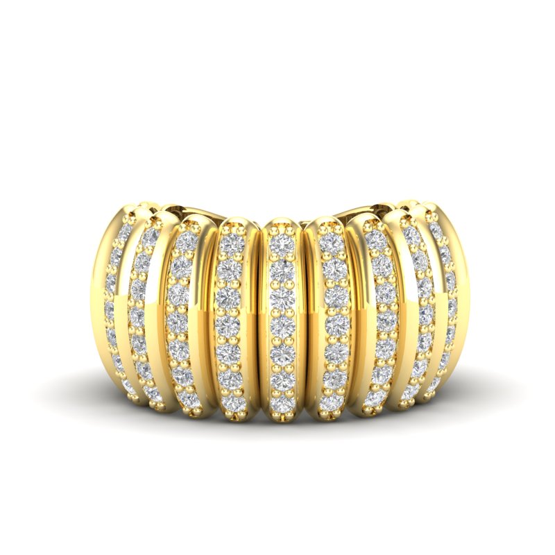 14K Gold Wide Diamond Dome Open Back Ring - Abtin & Company 