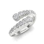 14K Gold Diamond Bezel Bypass Stacking Ring Band - Abtin & Company 