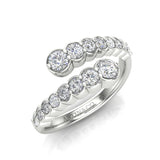 14K Gold Diamond Bezel Bypass Stacking Ring Band - Abtin & Company 
