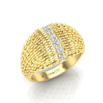 14K Gold Fancy Dome Diamond Ring Band - Abtin & Company 