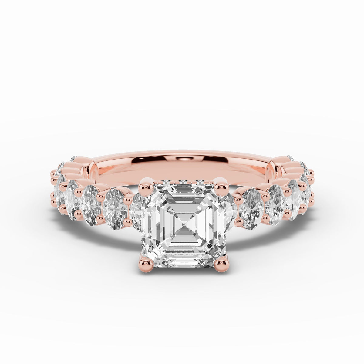 Asscher Aurielle Crown Engagement Ring Ring ABER-106-AS-LGD-11  - Abtin & Co.