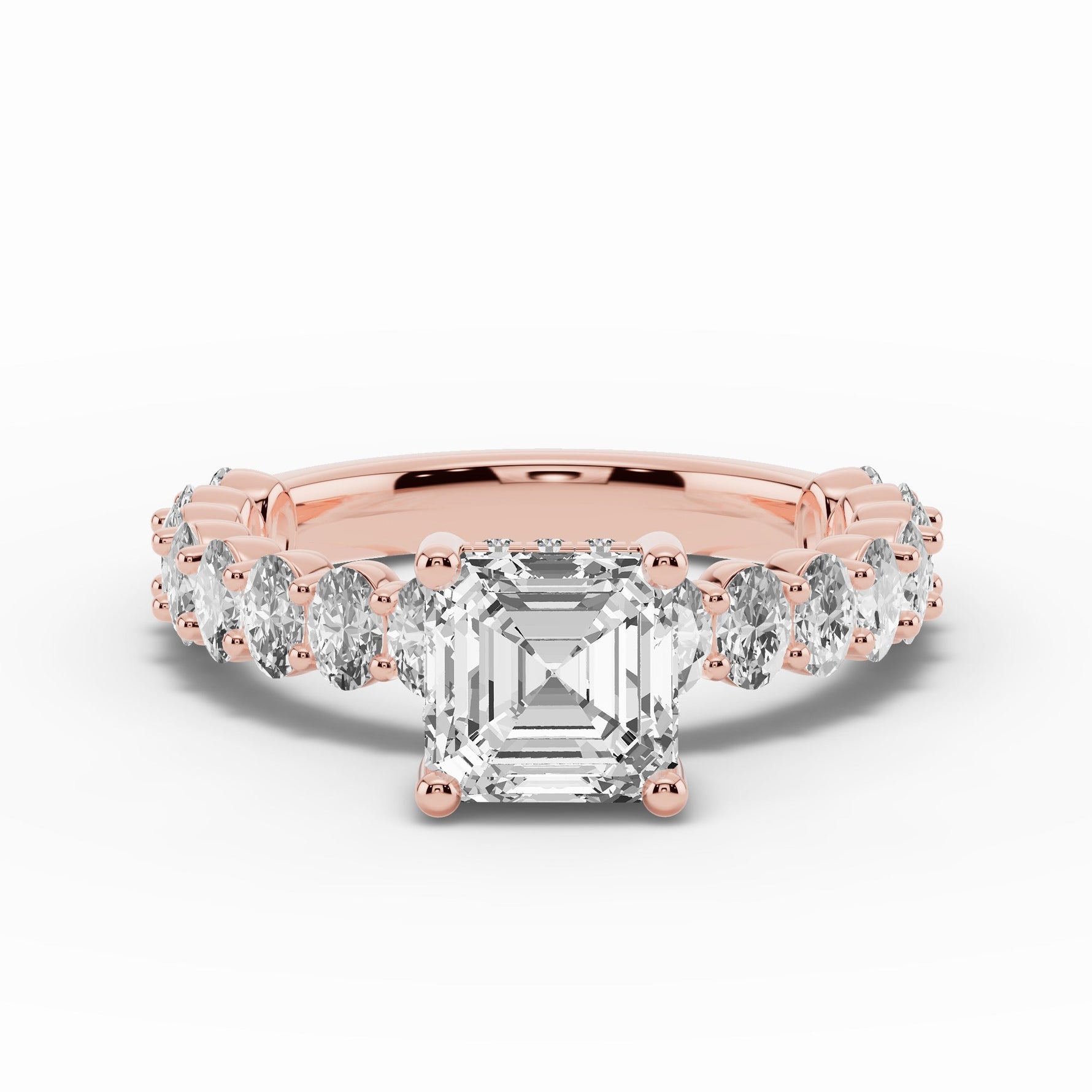Asscher Aurielle Crown Engagement Ring Ring ABER-106-AS-LGD-11  - Abtin & Co.