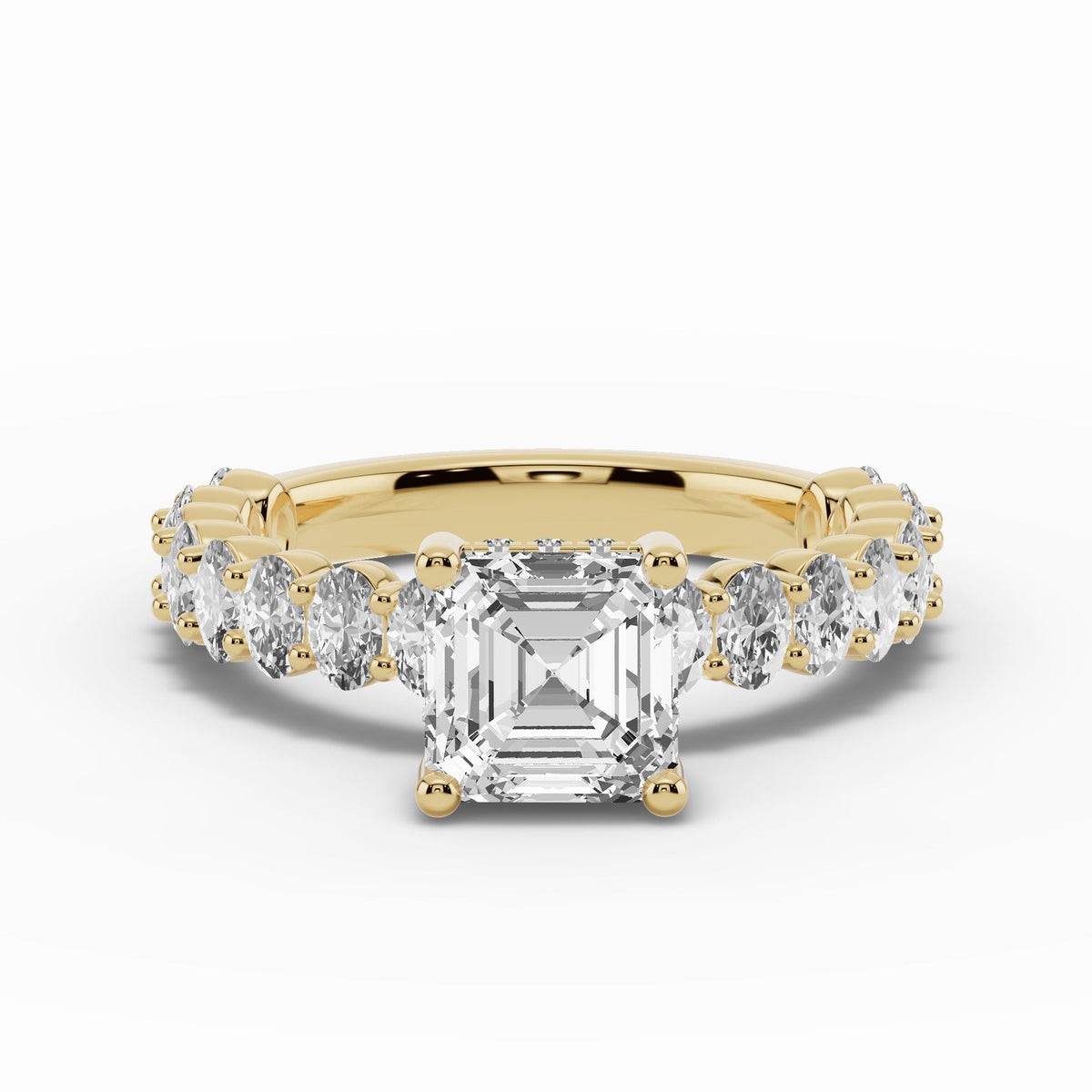 Asscher Aurielle Crown Engagement Ring Ring ABER-106-AS-LGD-1  - Abtin & Co.