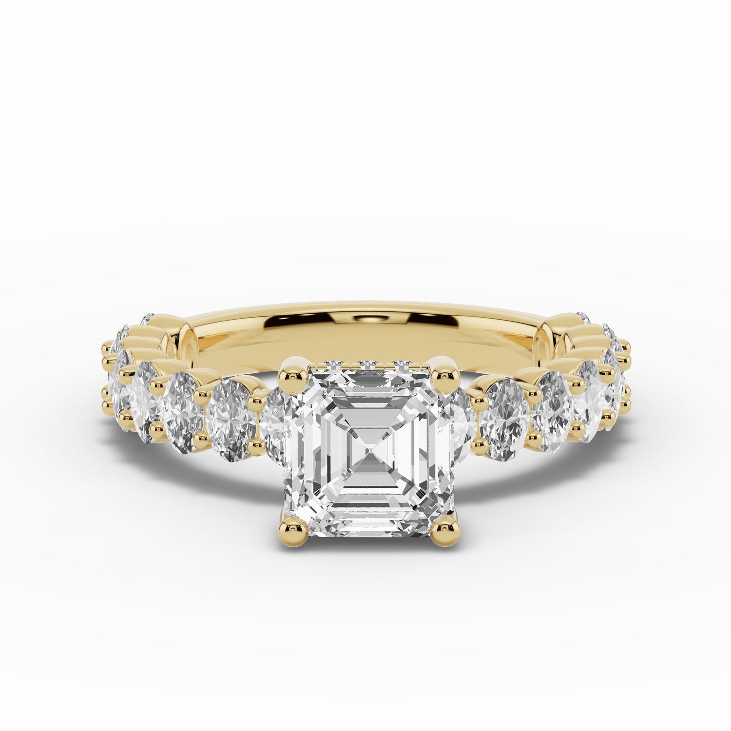 Asscher Aurielle Crown Engagement Ring Ring ABER-106-AS-LGD-1  - Abtin & Co.