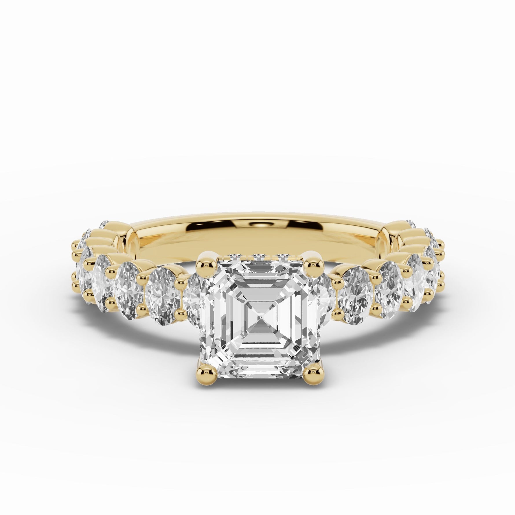 Asscher Aurielle Crown Engagement Ring Ring ABER-106-AS-LGD-1  - Abtin & Co.