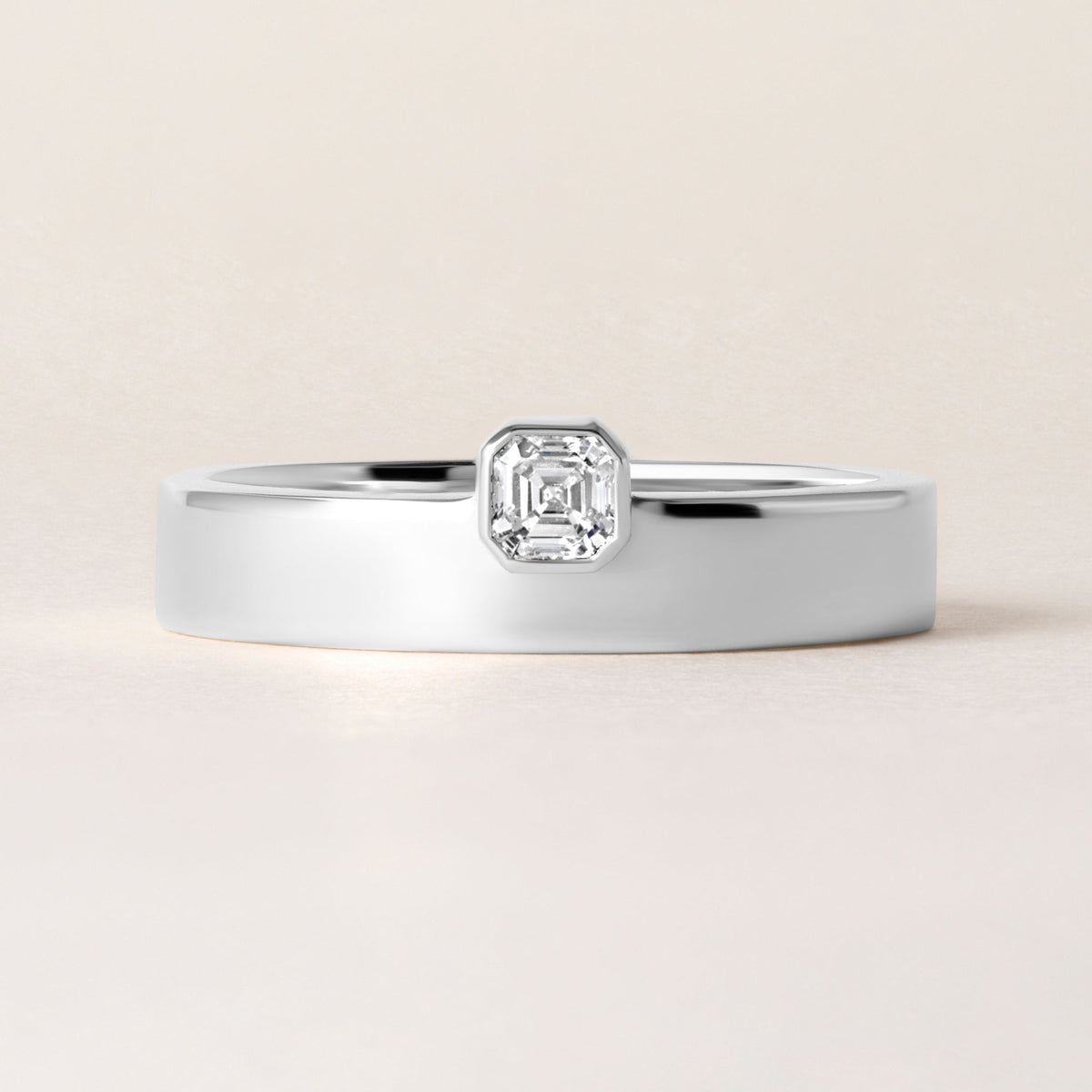 Asscher Centerline Edge Ring Ring ABB-713.1V1-AS-D-14  - Abtin & Co.