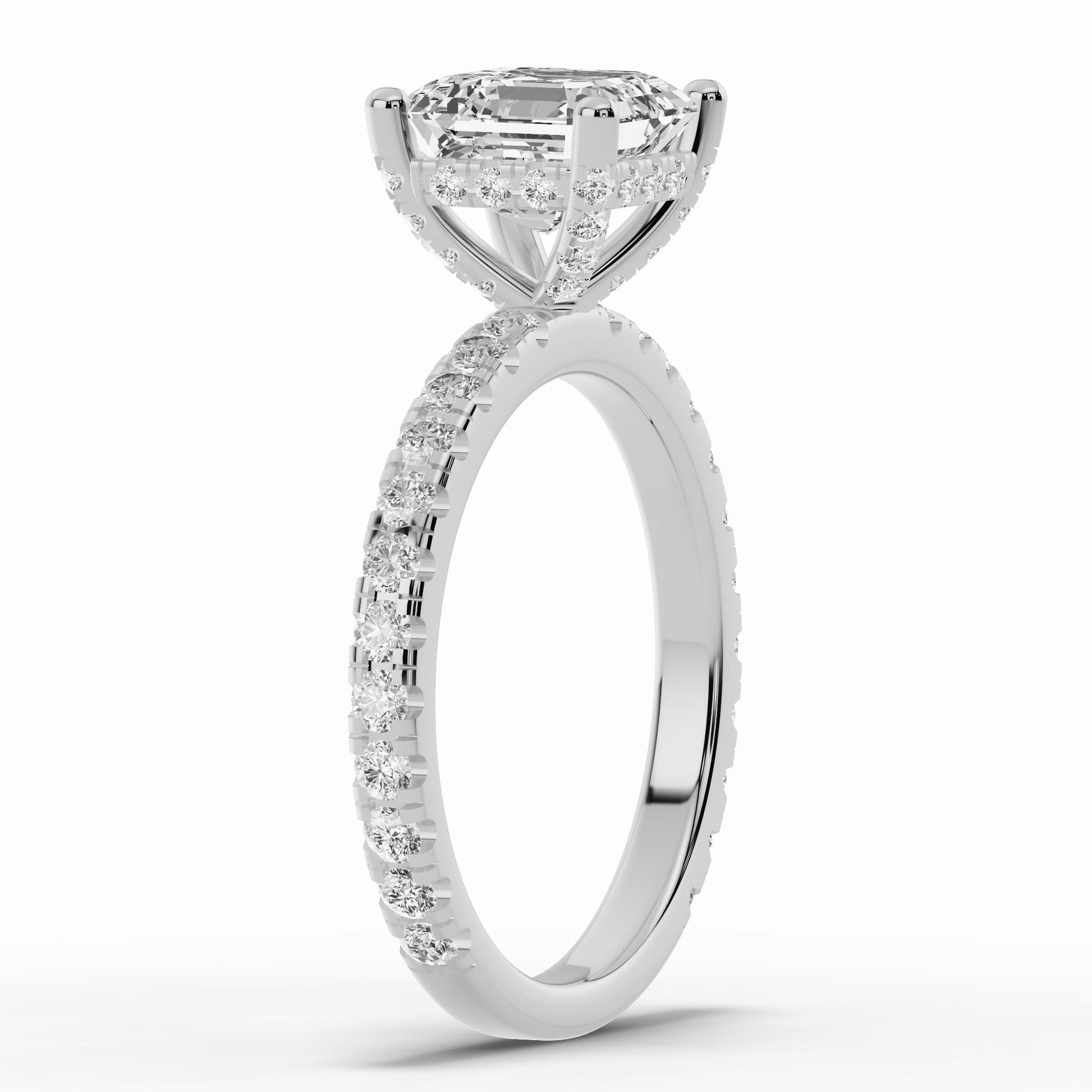 Asscher Coronet Diamond Crown Engagement Ring Ring ABER-105-AS-LGD-6  - Abtin & Co.