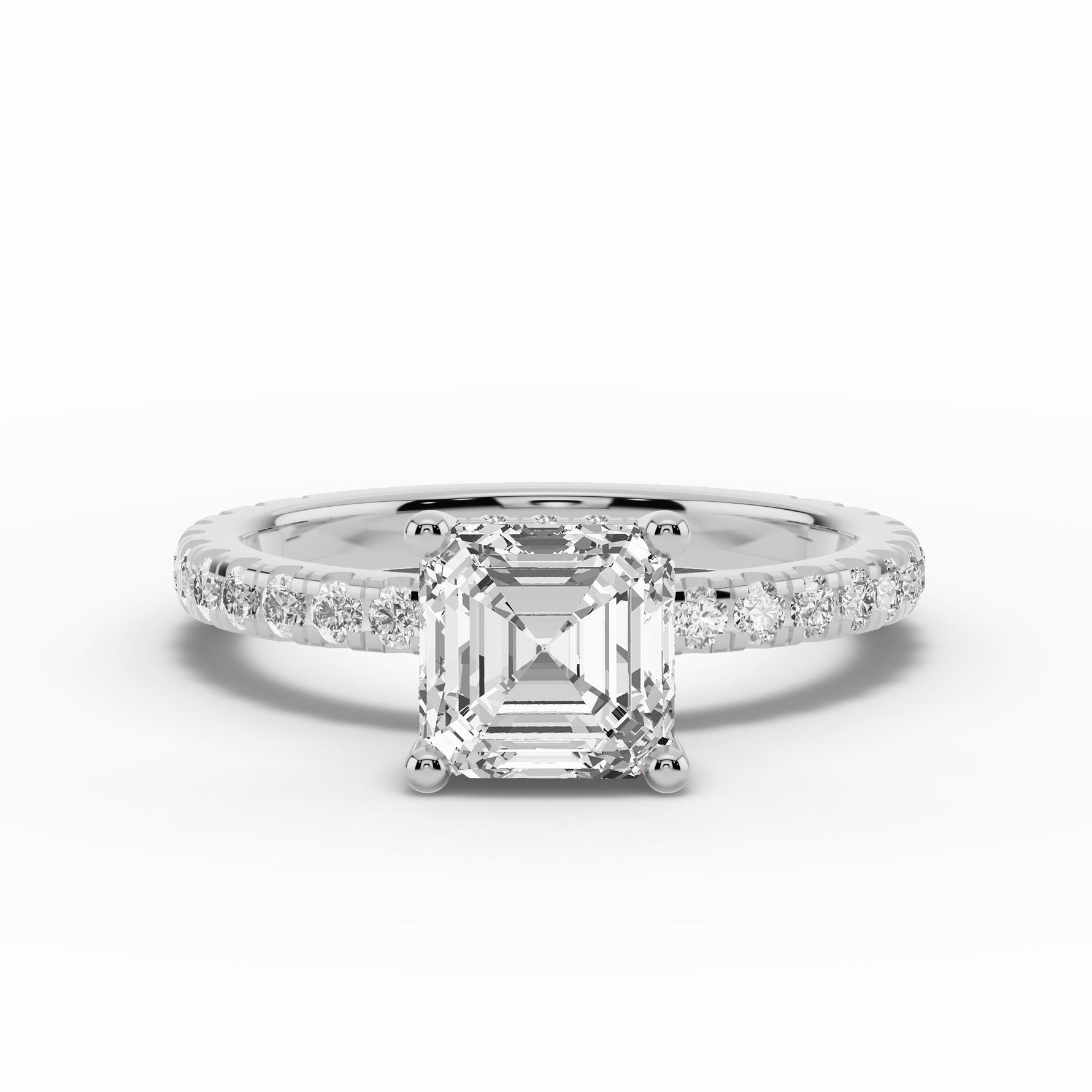 Asscher Coronet Diamond Crown Engagement Ring Ring ABER-105-AS-LGD-6  - Abtin & Co.