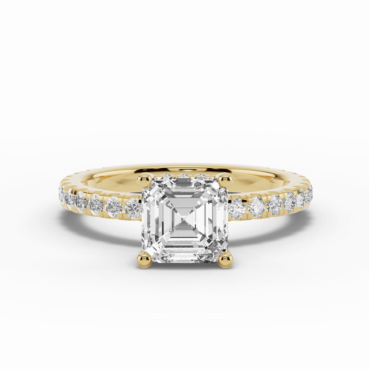 Asscher Coronet Diamond Crown Engagement Ring Ring ABER-105-AS-LGD-1  - Abtin & Co.