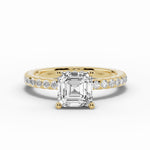 Asscher Coronet Diamond Crown Engagement Ring Ring ABER-105-AS-LGD-1  - Abtin & Co.
