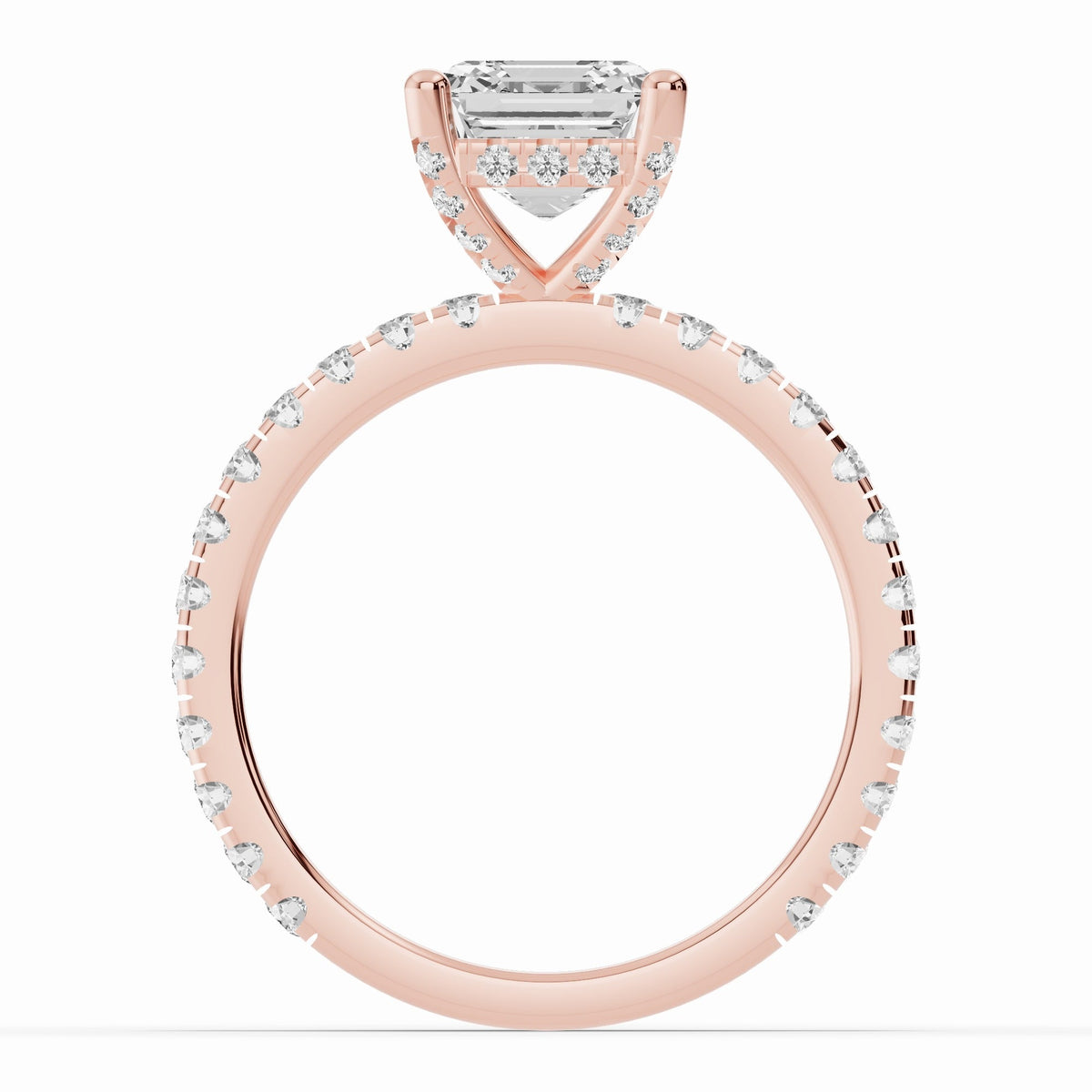 Asscher Coronet Diamond Crown Engagement Ring Ring ABER-105-AS-LGD-11  - Abtin & Co.