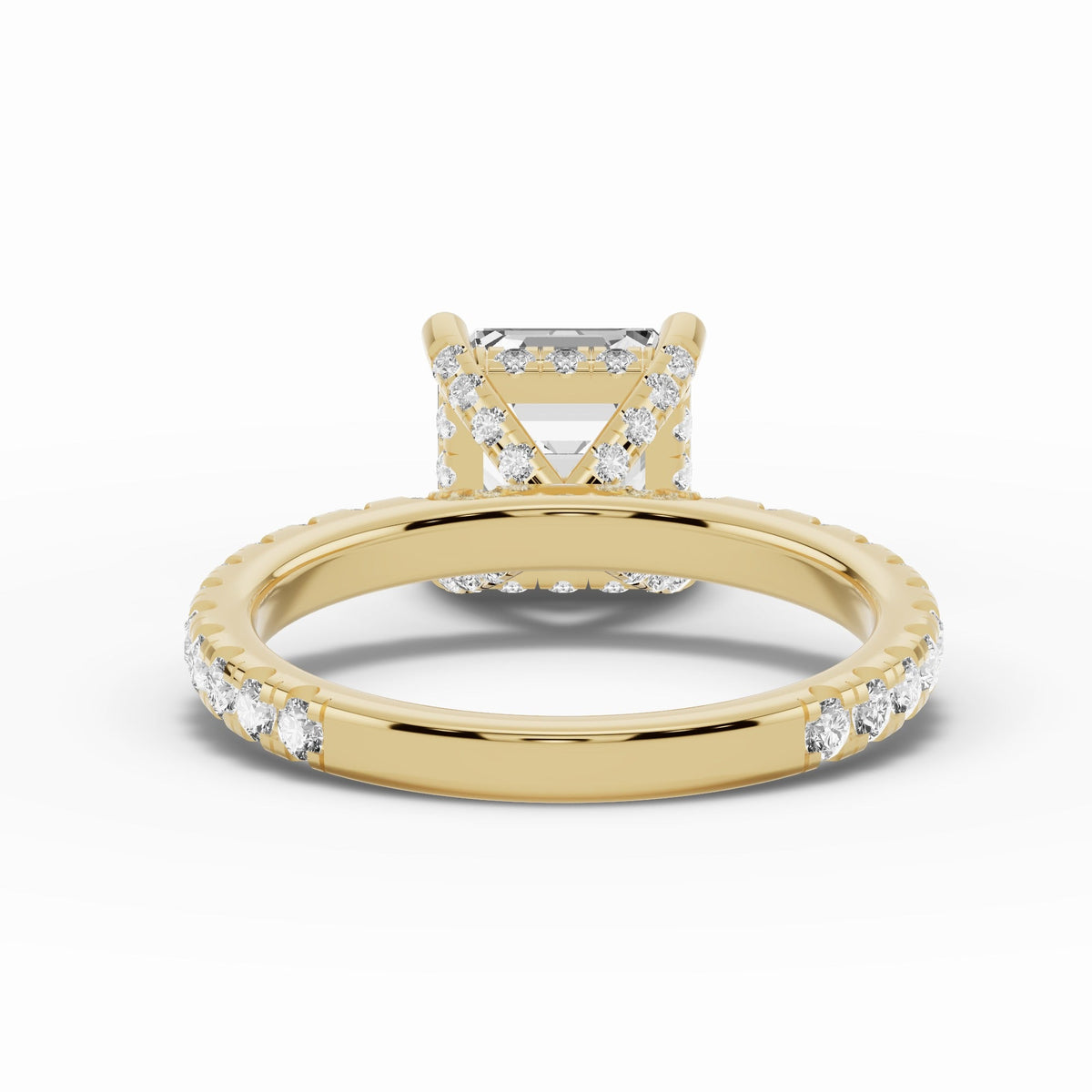 Asscher Coronet Diamond Crown Engagement Ring Ring ABER-105-AS-LGD-1  - Abtin & Co.