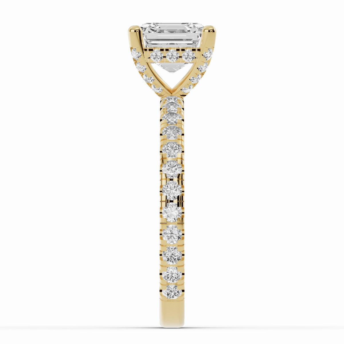 Asscher Coronet Diamond Crown Engagement Ring Ring ABER-105-AS-LGD-1  - Abtin & Co.
