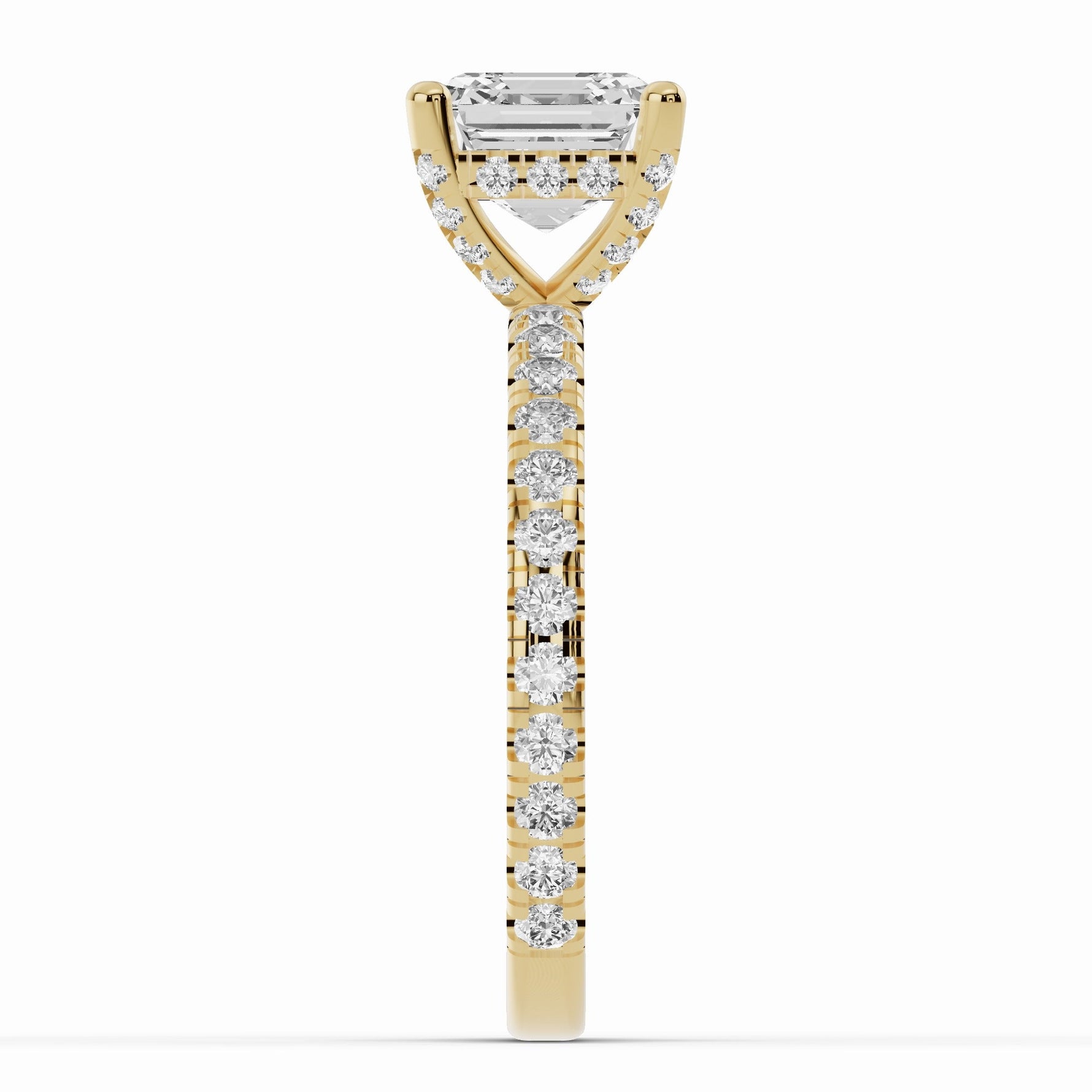 Asscher Coronet Diamond Crown Engagement Ring Ring ABER-105-AS-LGD-1  - Abtin & Co.