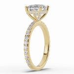 Asscher Coronet Diamond Crown Engagement Ring Ring ABER-105-AS-LGD-1  - Abtin & Co.