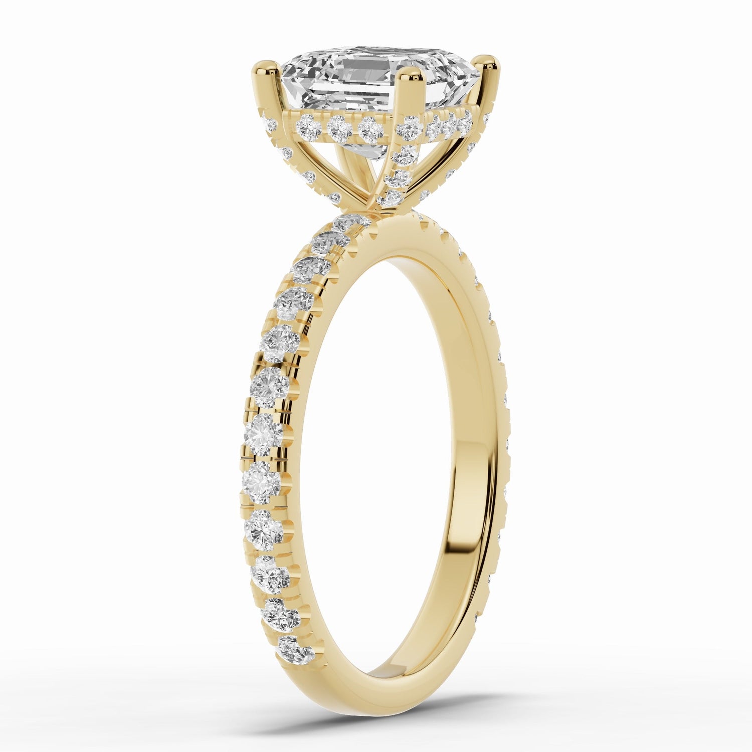 Asscher Coronet Diamond Crown Engagement Ring Ring ABER-105-AS-LGD-1  - Abtin & Co.