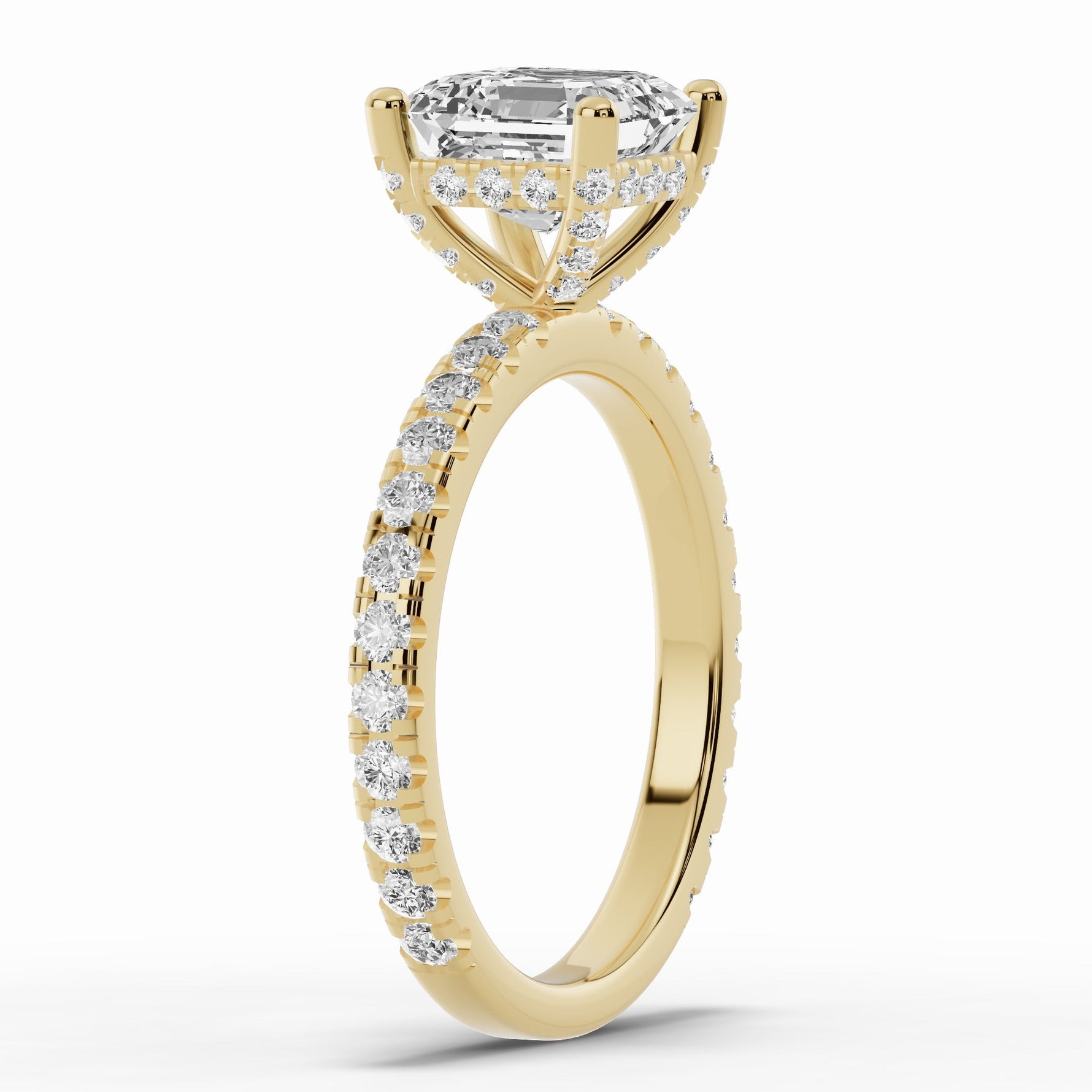 Asscher Coronet Diamond Crown Engagement Ring Ring ABER-105-AS-LGD-1  - Abtin & Co.