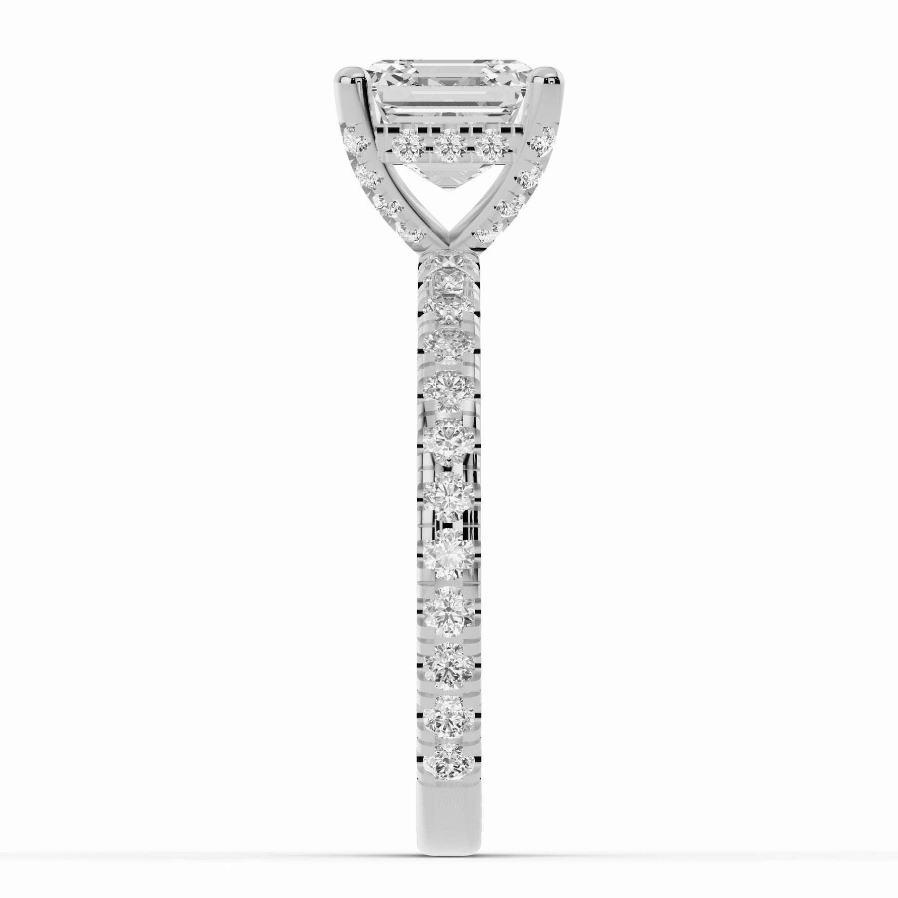 Asscher Coronet Diamond Crown Engagement Ring Ring ABER-105-AS-LGD-6  - Abtin & Co.