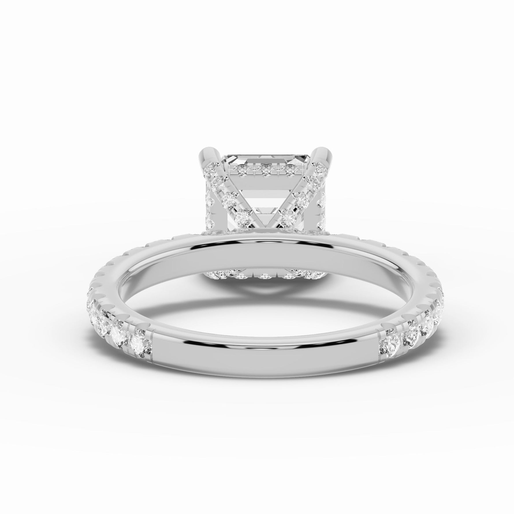 Asscher Coronet Diamond Crown Engagement Ring Ring ABER-105-AS-LGD-6  - Abtin & Co.