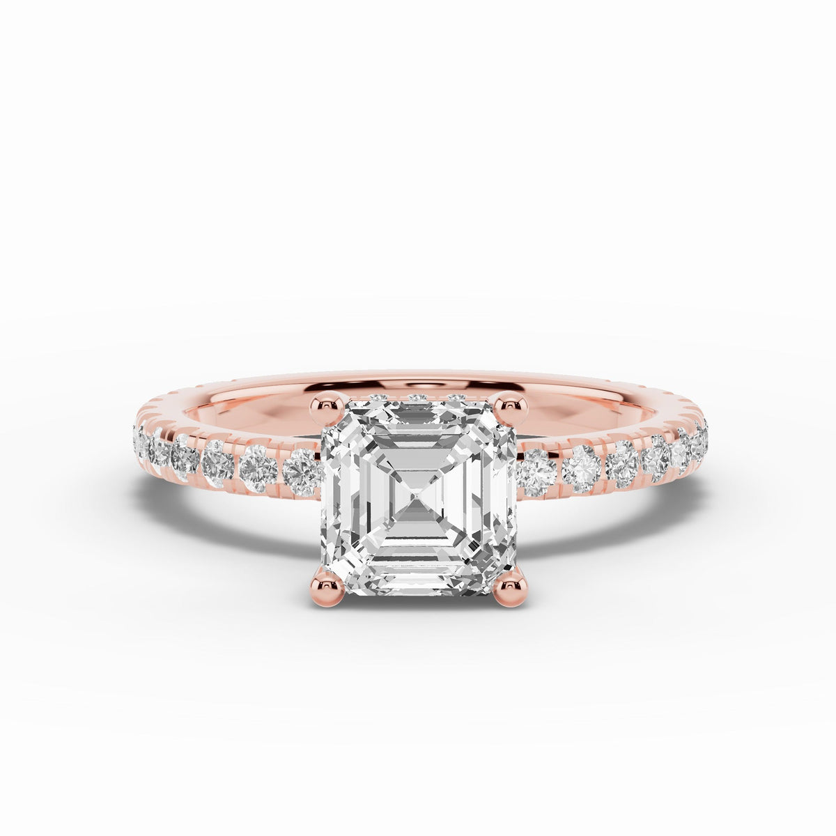 Asscher Coronet Diamond Crown Engagement Ring Ring ABER-105-AS-LGD-11  - Abtin & Co.