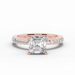 Asscher Coronet Diamond Crown Engagement Ring Ring ABER-105-AS-LGD-11  - Abtin & Co.