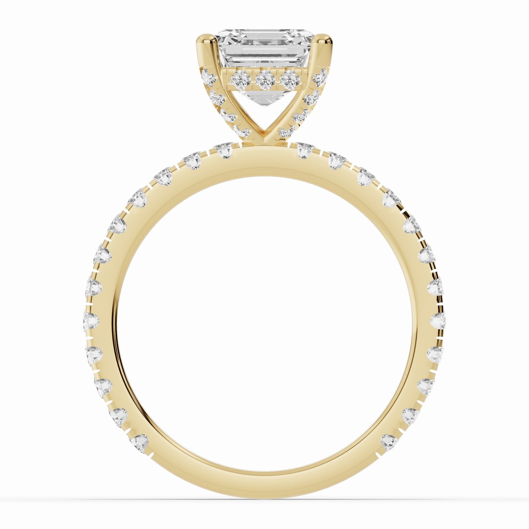 Asscher Coronet Diamond Crown Engagement Ring Ring ABER-105-AS-LGD-1  - Abtin & Co.