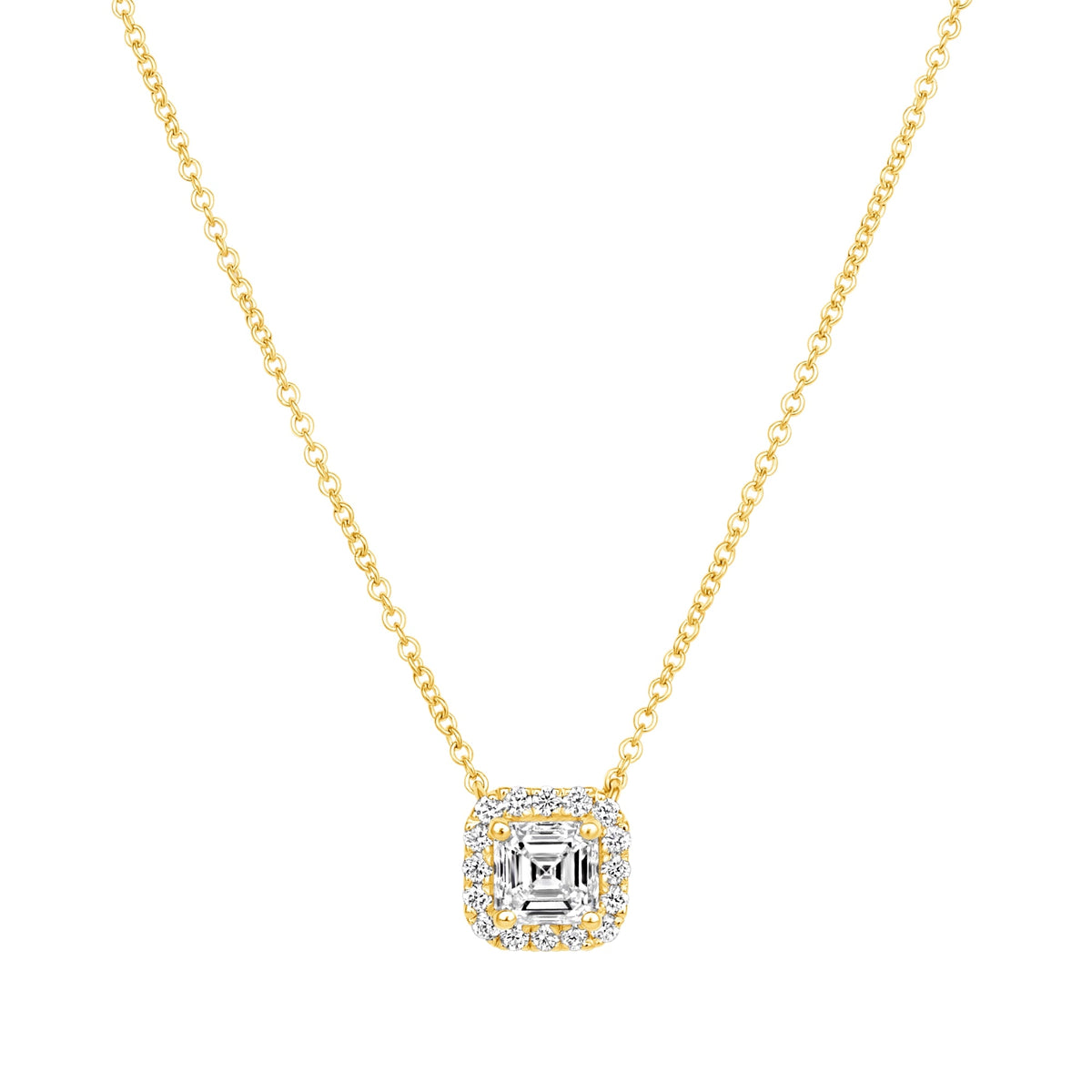 Asscher Éclat Halo Pendant Pendant ABP-229-LGD-1  - Abtin & Co.