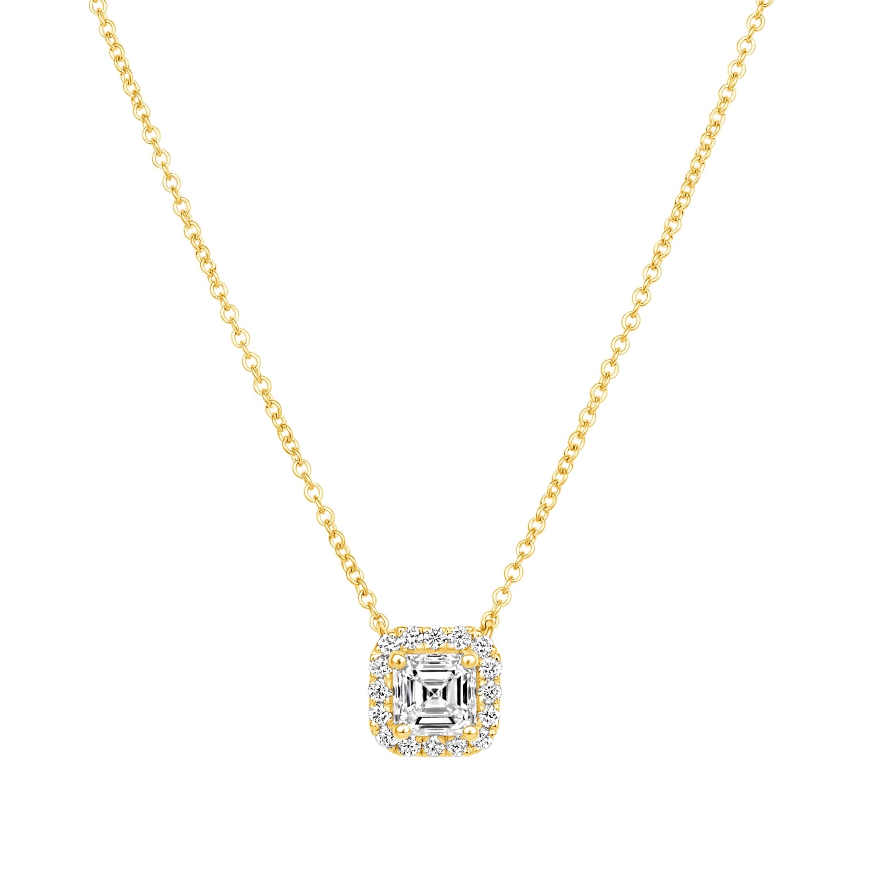 Asscher Éclat Halo Pendant Pendant ABP-229-LGD-1  - Abtin & Co.