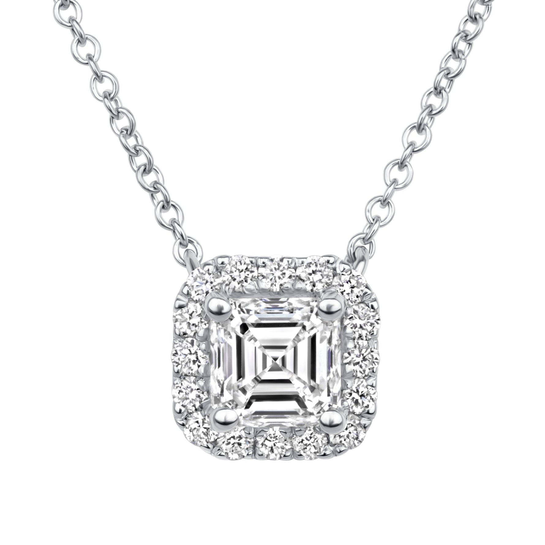 Asscher Éclat Halo Pendant Pendant ABP-229-LGD-4  - Abtin & Co.