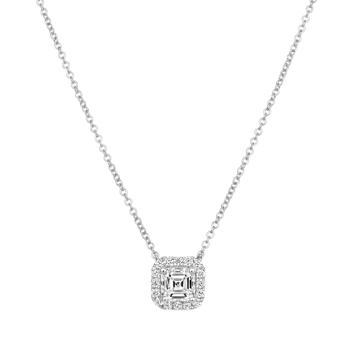 Asscher Éclat Halo Pendant Pendant ABP-229-LGD-4  - Abtin & Co.